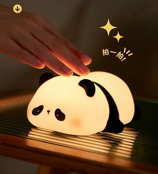 Decore Tales Lying Panda Night Lamp – Cute LED Animal Light for Kids & Babies | Soft Glow Bedside Lamp for Nursery & Bedroom | Battery Operated