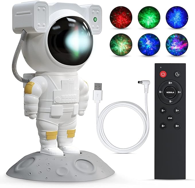 Decore Tales Astronaut Galaxy Projector Lamp – 360° Rotating Star Nebula Light with Remote & Timer | LED Space Night Light for Kids, Gaming Room, Bedroom & Party Decor