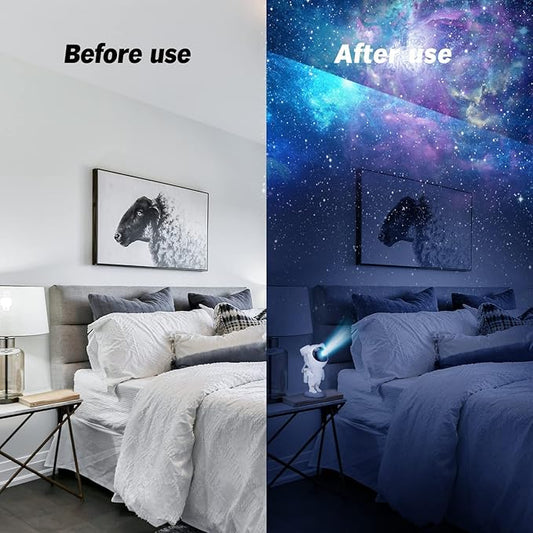 Decore Tales Astronaut Galaxy Projector Lamp – 360° Rotating Star Nebula Light with Remote & Timer | LED Space Night Light for Kids, Gaming Room, Bedroom & Party Decor