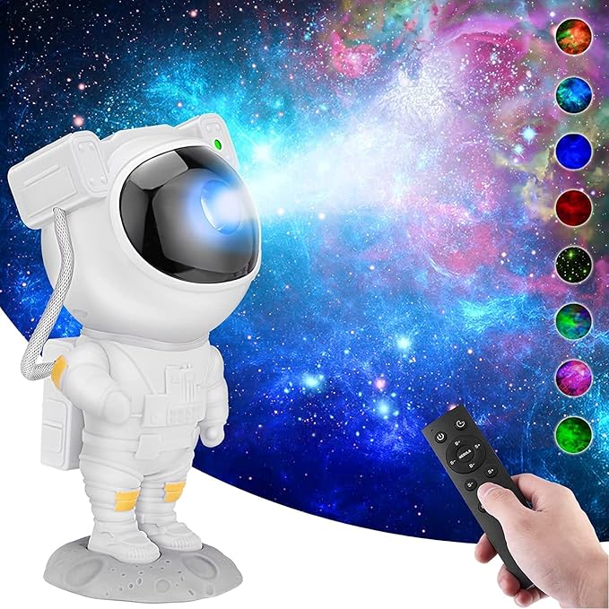 Decore Tales Astronaut Galaxy Projector Lamp – 360° Rotating Star Nebula Light with Remote & Timer | LED Space Night Light for Kids, Gaming Room, Bedroom & Party Decor