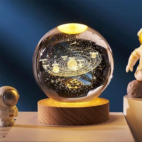 Decore Tales 3D Galaxy Night Lamp – USB LED Table Light with Wooden Base | Engraved Moon & Galaxy Design | Home Decor & Birthday Gift for Kids & Adults