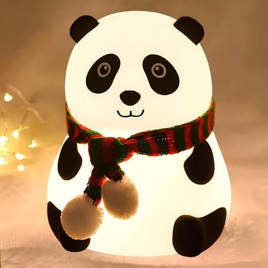 Decore Tales Rechargeable Silicone Panda Night Light – 7-Color LED Changing Lamp | Soft BPA-Free Nightlight for Kids, Toddlers, Teens & Valentine's Day Gifts | Cute Room Decor (Multicolour)