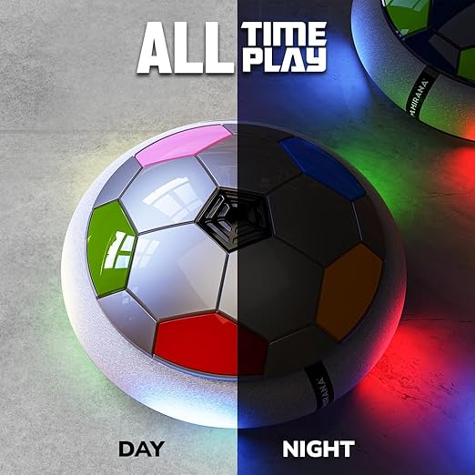 Decore Tales Rechargeable Hover Football Toy – Indoor Floating Air Soccer with USB-C Charging | LED Hoverball for Kids (2–10 Years) | Made in India, Red