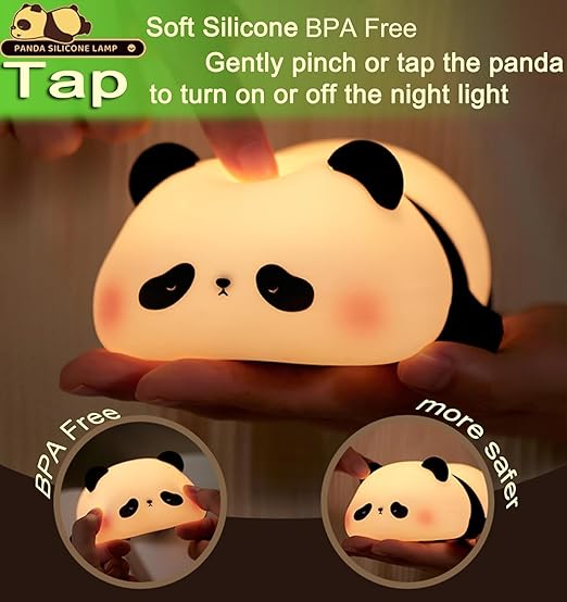Decore Tales Lying Panda Night Lamp – Cute LED Animal Light for Kids & Babies | Soft Glow Bedside Lamp for Nursery & Bedroom | Battery Operated