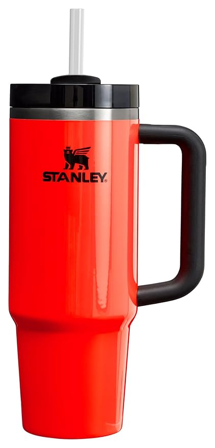 Decore Tales Quencher H2.0 Tumbler with Straw – 30 oz Stainless Steel Travel Cup | FlowState 3-Position Lid | Insulated, BPA-Free, Cup Holder Friendly (Neon Orange)