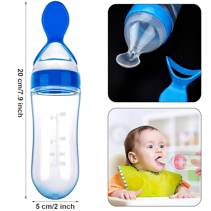 Decore Tales Baby Food Dispensing Spoon – Soft Silicone Squeeze Spoon with Dust Cover, BPA-Free + FREE Fruit Feeder Included